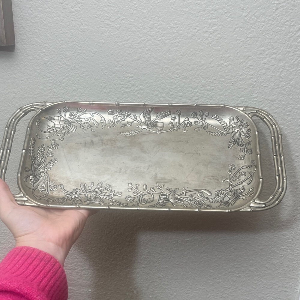 Godinger Silver Floral Engraved Tray